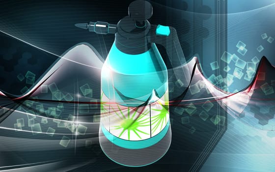 Digital illustration of a Pressure sprayer in colour background