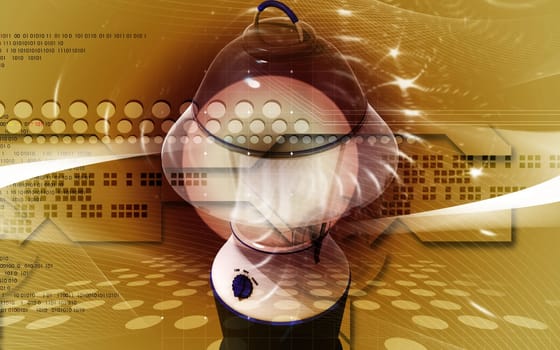Digital illustration of a Rechargeable floured lantern in colour background