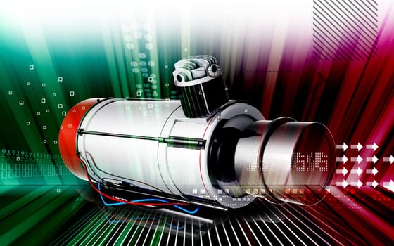 Digital illustration of air compressor in colour background
