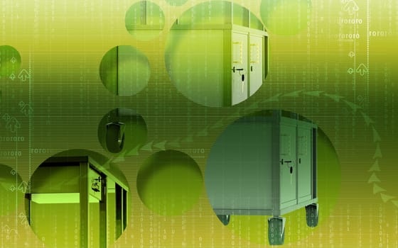 illustration of cabinet in colour background