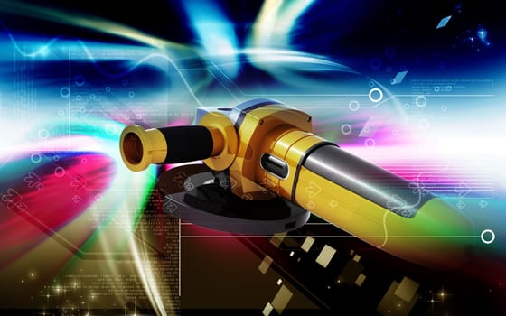 Digital illustration of angle grinder in colour background