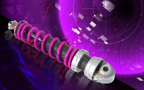 Digital illustration of Shock absorber in colour background