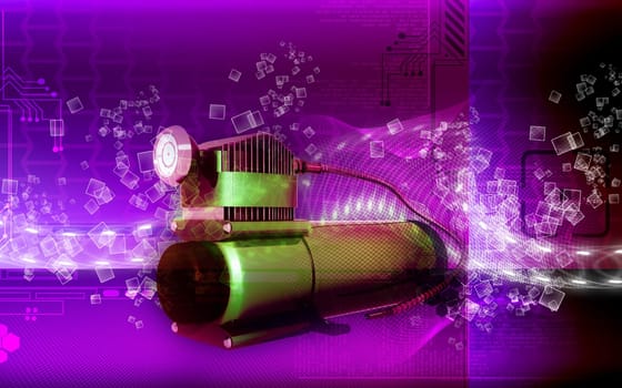 Digital illustration of air compressor in colour background