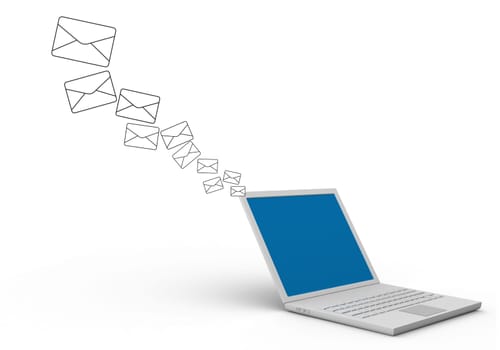 Laptop on white background. Communication concept.