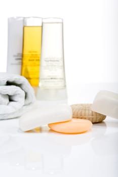 Shower gel,soap and towel