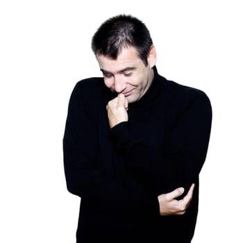 caucasian man smiling portrait expressing portrait on studio isolated white background