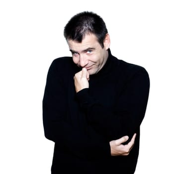 caucasian man smiling portrait expressing portrait on studio isolated white background