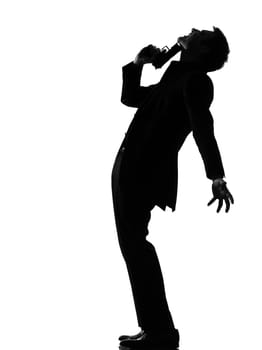 silhouette caucasian business man   despair suicide behavior full length on studio isolated white background