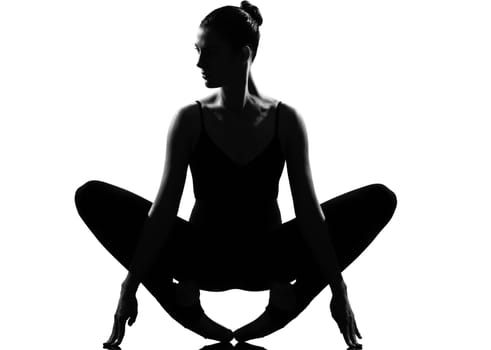 beautiful caucasian tall woman ballet dancer full length on studio isolated white background