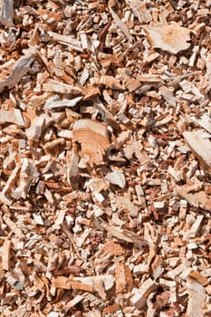 Mulch made of wood chips shot in natural light