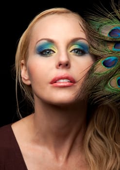 close up photo of beautiful woman&#039 s face with fashion makeup
