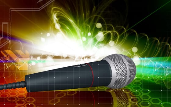 Digital illustration of Microphone in colour background