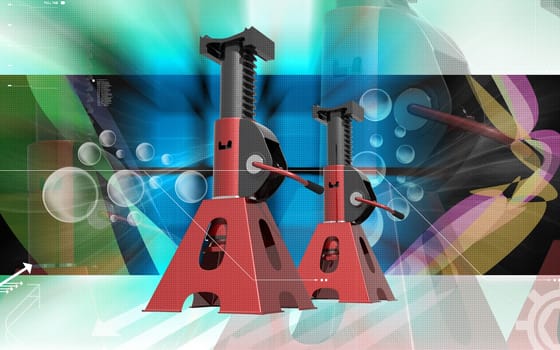 Digital illustration of Car lift in colour background