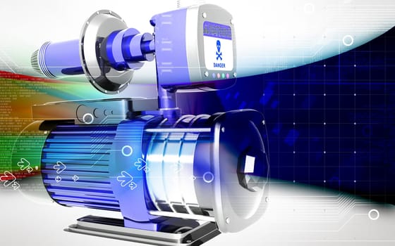Digital illustration of pressure pump in colour background