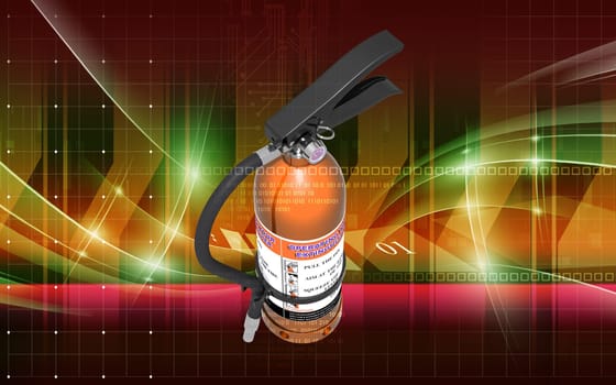 Digital illustration of fire extinguisher in colour background