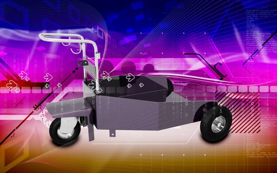 Digital illustration of heavy duty trolley in colour background