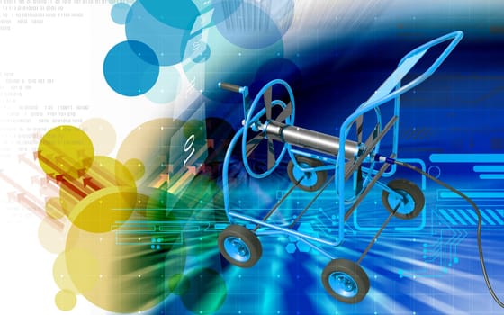 Digital illustration of a heavy duty hose in colour background