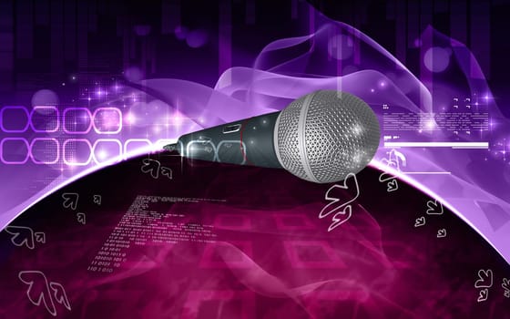 Digital illustration of microphone in colour background