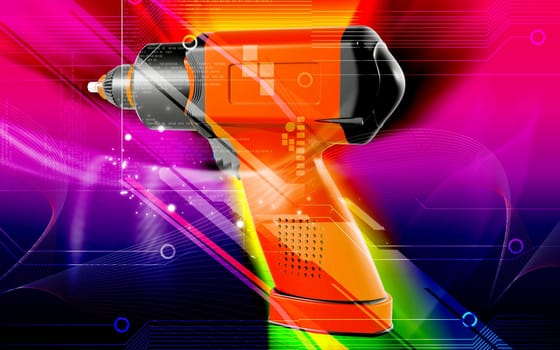Digital illustration of impact wrench in colour background