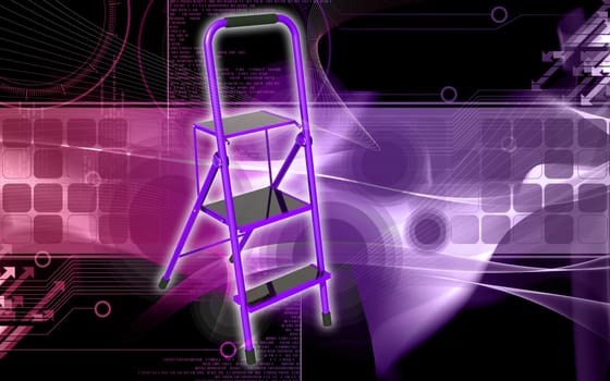 Digital illustration of ladder in colour background