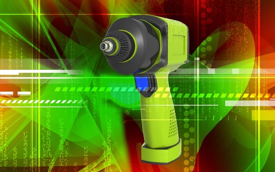 Digital illustration of impact wrench in colour background