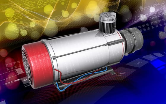 Digital illustration of air compressor in colour background