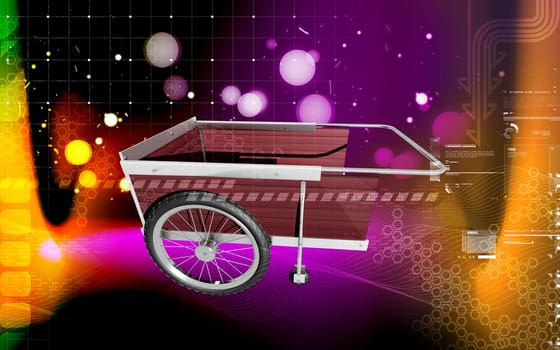 Digital illustration of garden cart in colour background