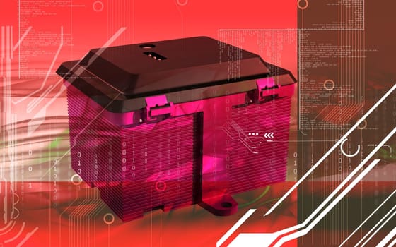 Digital illustration of a Battery box in colour background