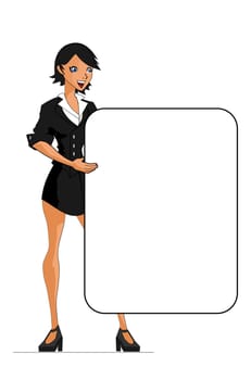 Businesswoman holding a blank sign