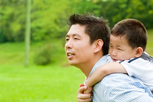 A father and child on a nice summer day.