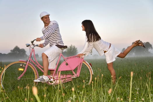 Couple on bicycle