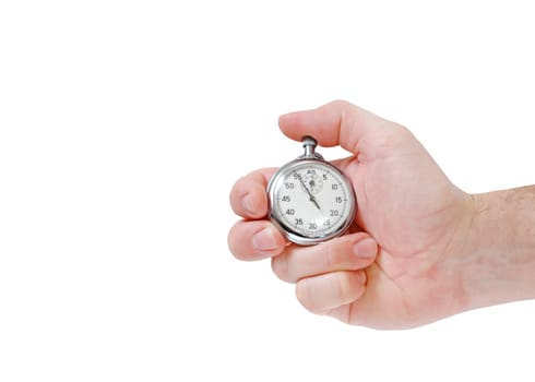 Isolated hand with stopwatch