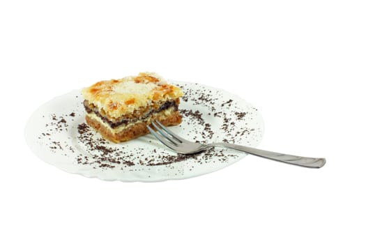 Cake with poppy seed isolated on white