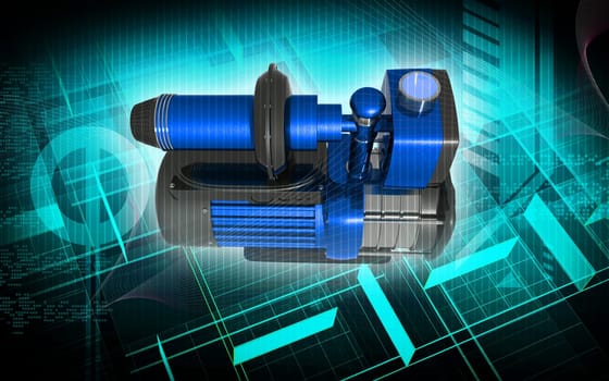 Digital illustration of pressure pump in colour background