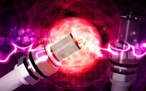 Digital illustration of Spark plug in colour background