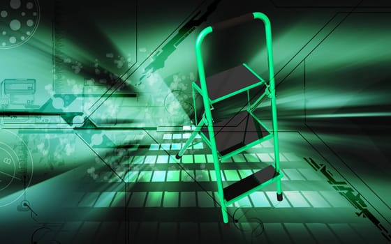 Digital illustration of ladder in colour background