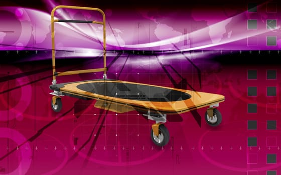 Digital illustration of Platform trolley in colour background