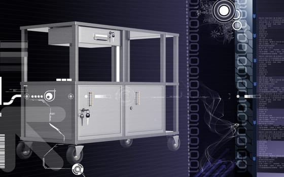 Digital illustration of cabinet in colour background