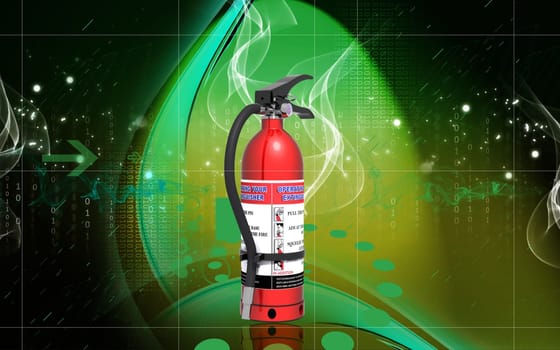 Digital illustration of fire extinguisher in colour background