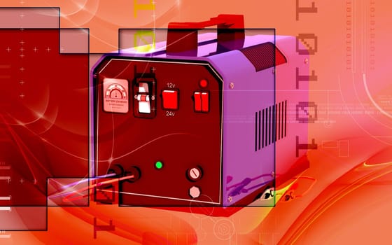 Digital illustration of Battery charger in colour background