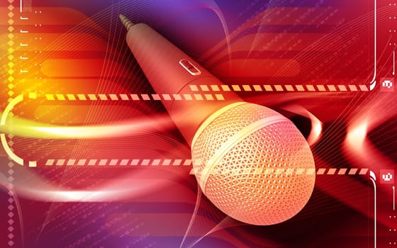 Digital illustration of microphone in colour background
