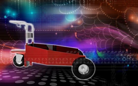 Digital illustration of heavy duty trolley in colour background