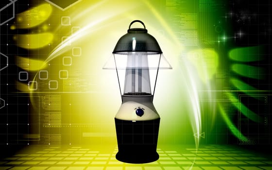 Digital illustration of a Rechargeable floured lantern in colour background