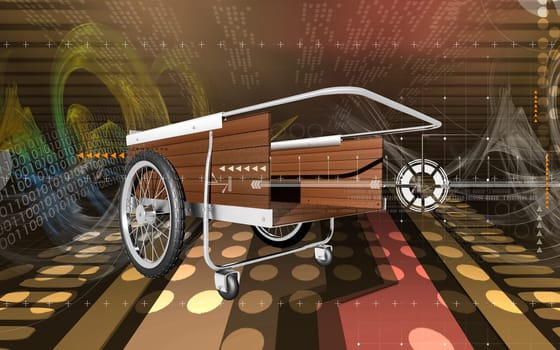 Digital illustration of garden cart in colour background