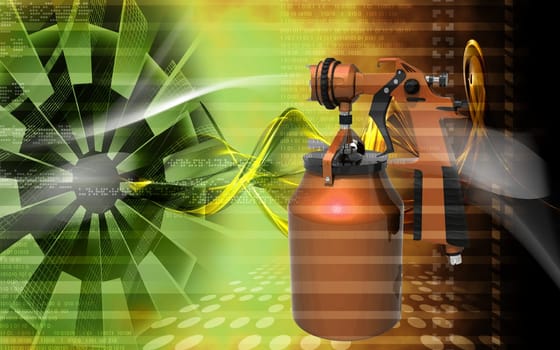 Digital illustration of nozzle spray gun in colour background