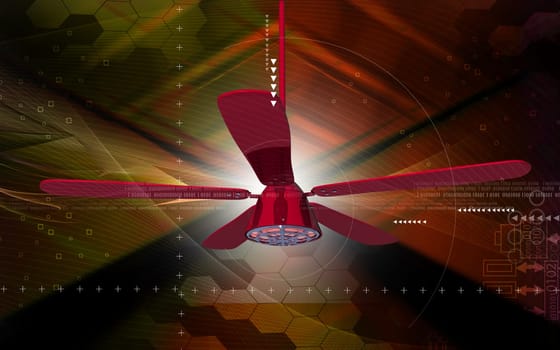 Digital illustration of ceiling fan in colour background