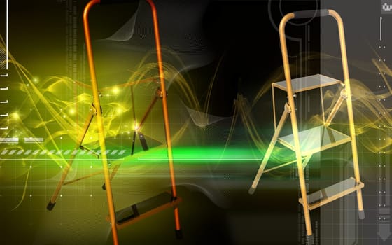Digital illustration of ladder in colour background