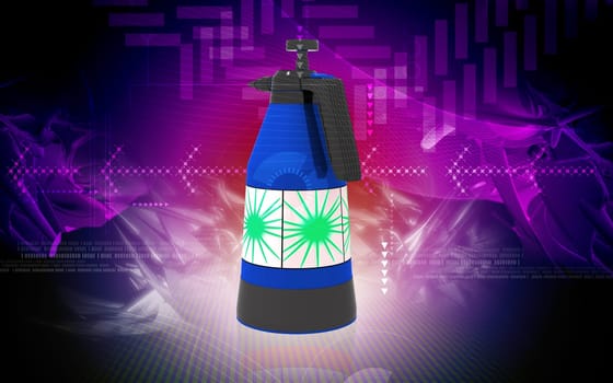 Digital illustration of a Pressure sprayer in colour background