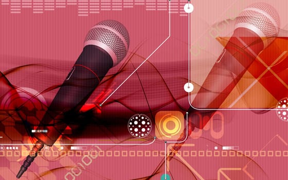 Digital illustration of microphone in colour background
