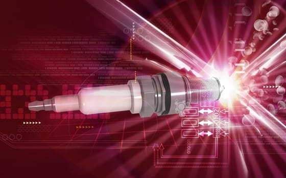 Digital illustration of Spark plug in colour background